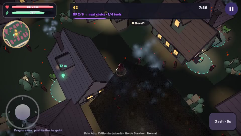 Horde Survivor development gameplay on neighborhood streets